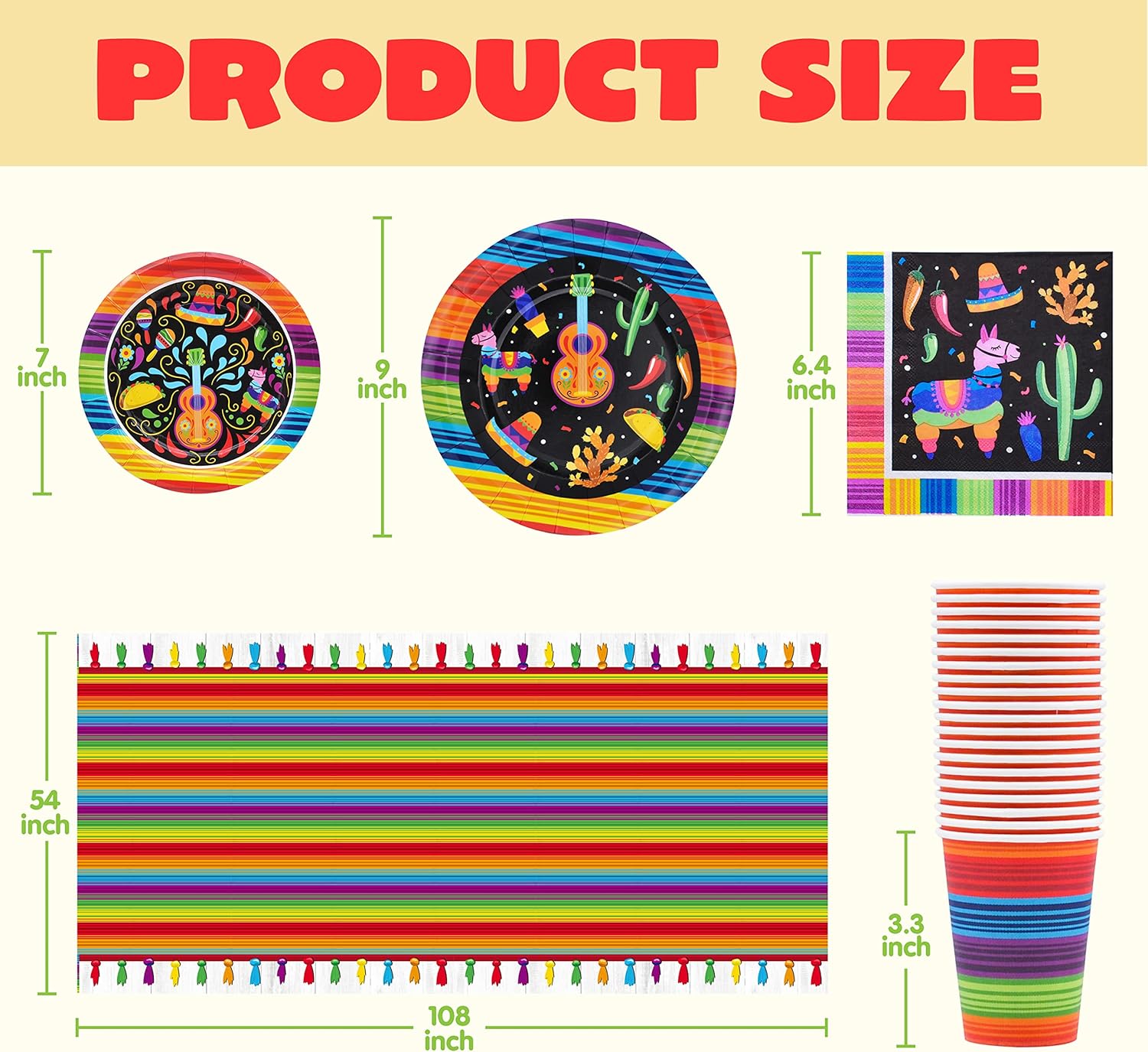 JOYIN 82PCS Fiesta Tableware Set, Mexican Party Supplies Packs for Cinco De Mayo Table Decorations, Fiest Themed Dessert Plates Fiesta Party Napkins Forks, Carnivals Event, Dia De Muertos Festivals