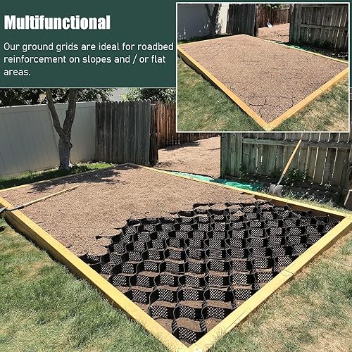 Miniatura 3 de Rejilla de base de cobertizo de jardín, rejilla geográfica de 2 pulgadas de alto, base de suelo de polietileno resistente para paisajismo, patio,