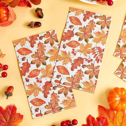 Miniatura 2 de Homlouue 100 servilletas de otoño, servilletas de papel de 3 capas de hojas de otoño para Acción de Gracias, cosecha de otoño, vacaciones,
