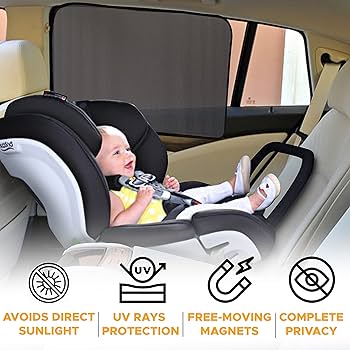 EcoNour Car Window Covers For Baby (2 Pack) | Retractable
