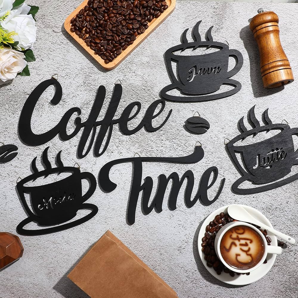 油彩画　coffee time coffee-time-lettering-cartoon-