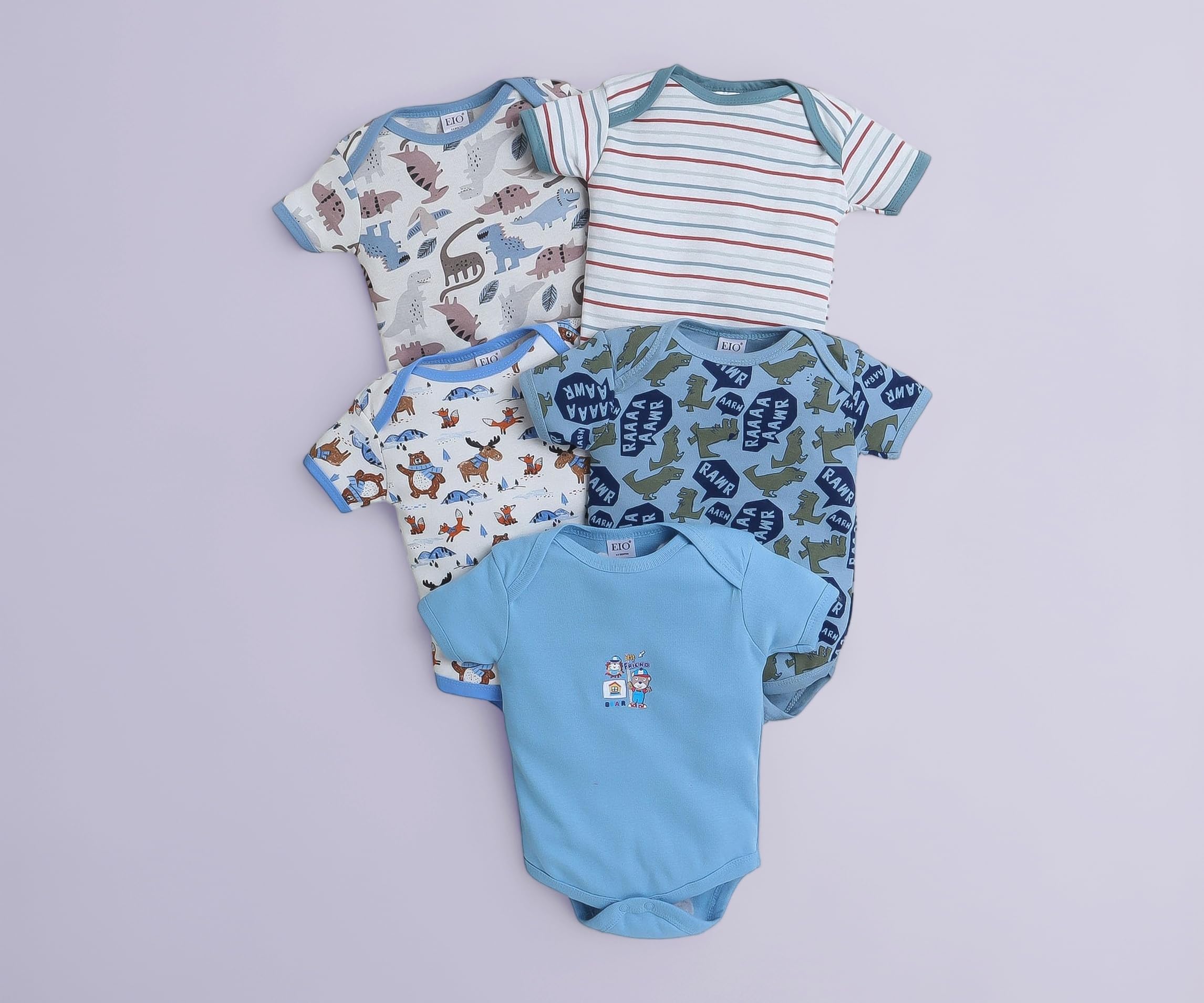 EIO Newborn Baby Cotton Romper Sleepsuit | Half Sleeve Jumpsuit Bodysuit for Boys & Girls | Soft Breathable Baby Clothes Combo Pack