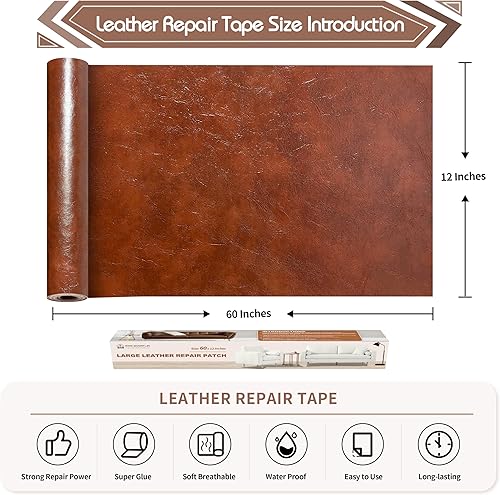 Vista 46 de KING MOUNTAIN Cinta de reparación de cuero, 16 x 60 pulgadas, gris, autoadhesiva, impermeable, ecológica