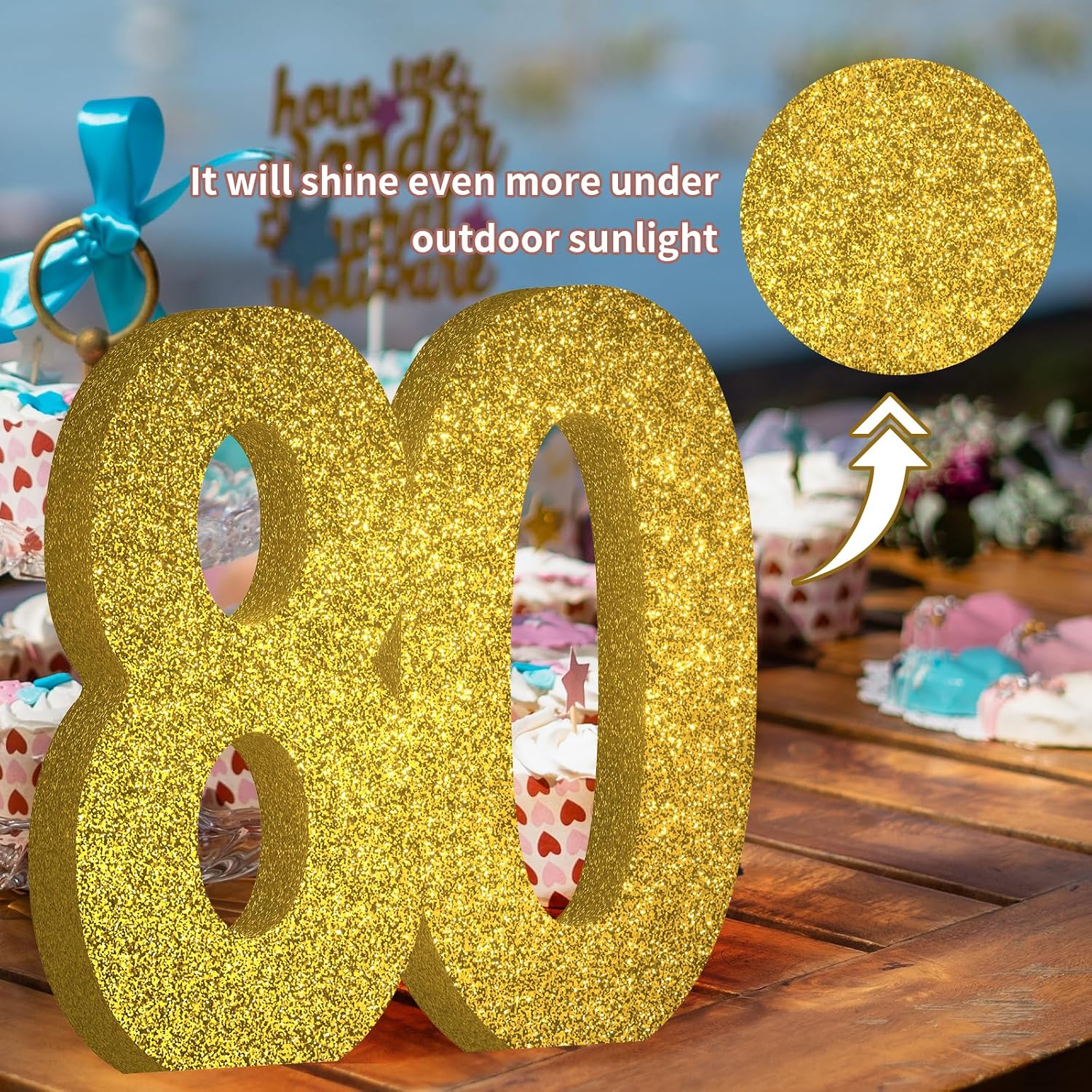 80th Birthday Decorations for Men and Women,80th Anniversary Decorations,Gold Glitter 80th Birthday Party Centerpieces for Table Decorations,80 Table Topper Decor