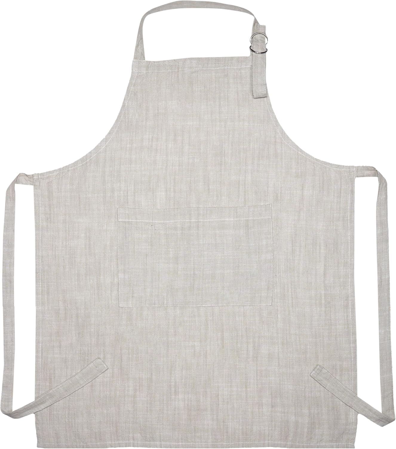 100% Cotton Chambray Apron with Pocket and Adjustable Neck with Long Ties Apron 25" X 31" for Women Men Chef Cooking, Baking, Gardening, Beige