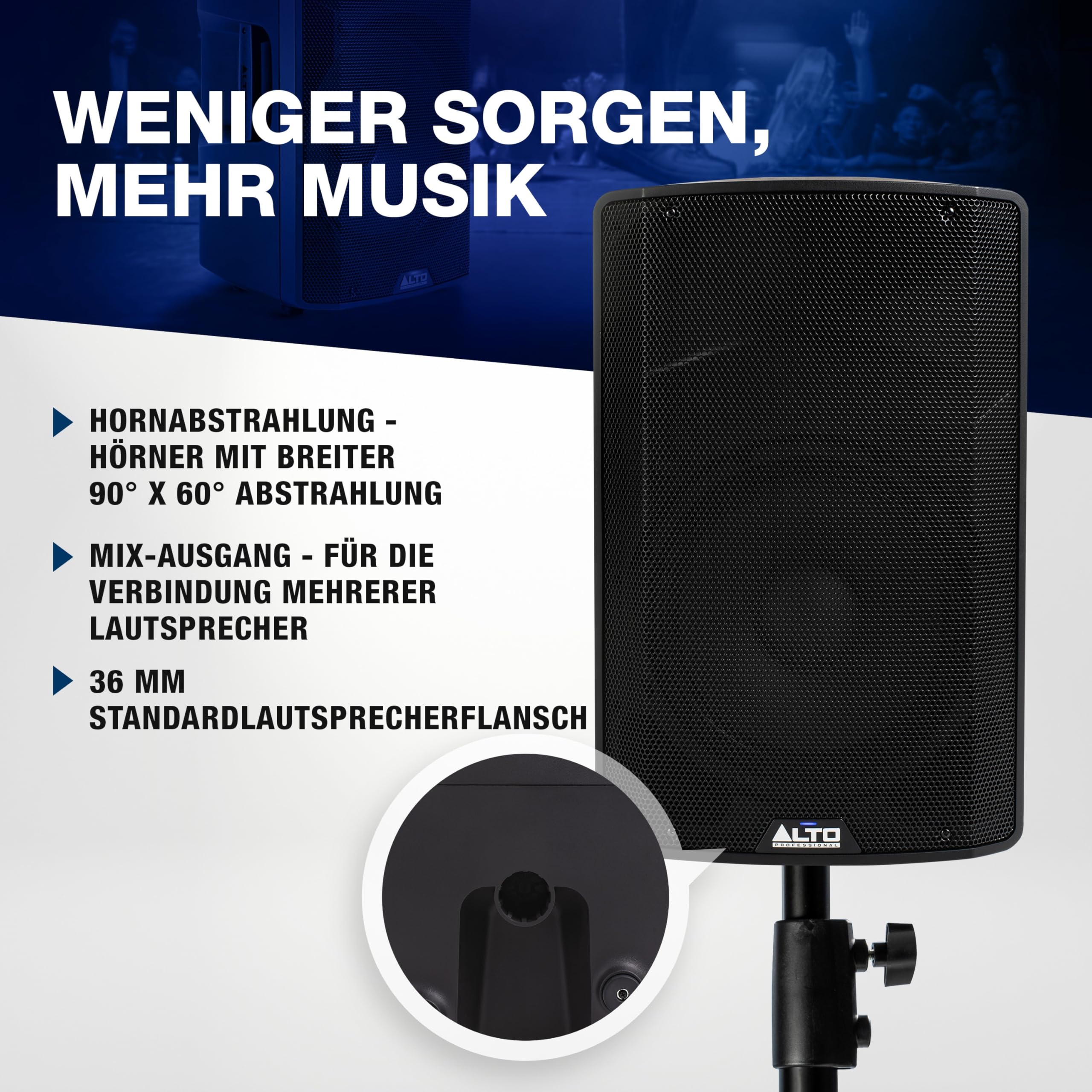 ALTO TX412B 600 Watt 12-Zoll Akkubetriebener PA Anlage mit Bluetooth, 2-Kanal Mixer, für True Wireless Auftritte im Freien für Mobile DJs und Musiker