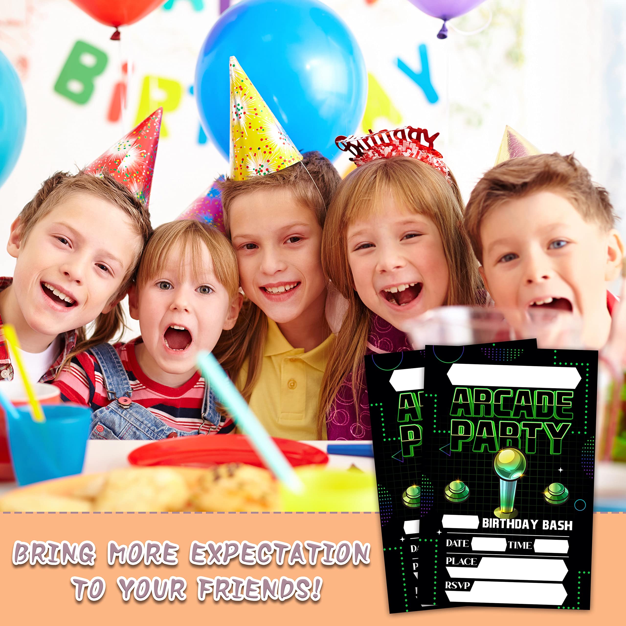 YQV Arcade Birthday Party Invitations, 20-Count Arcade Video Game