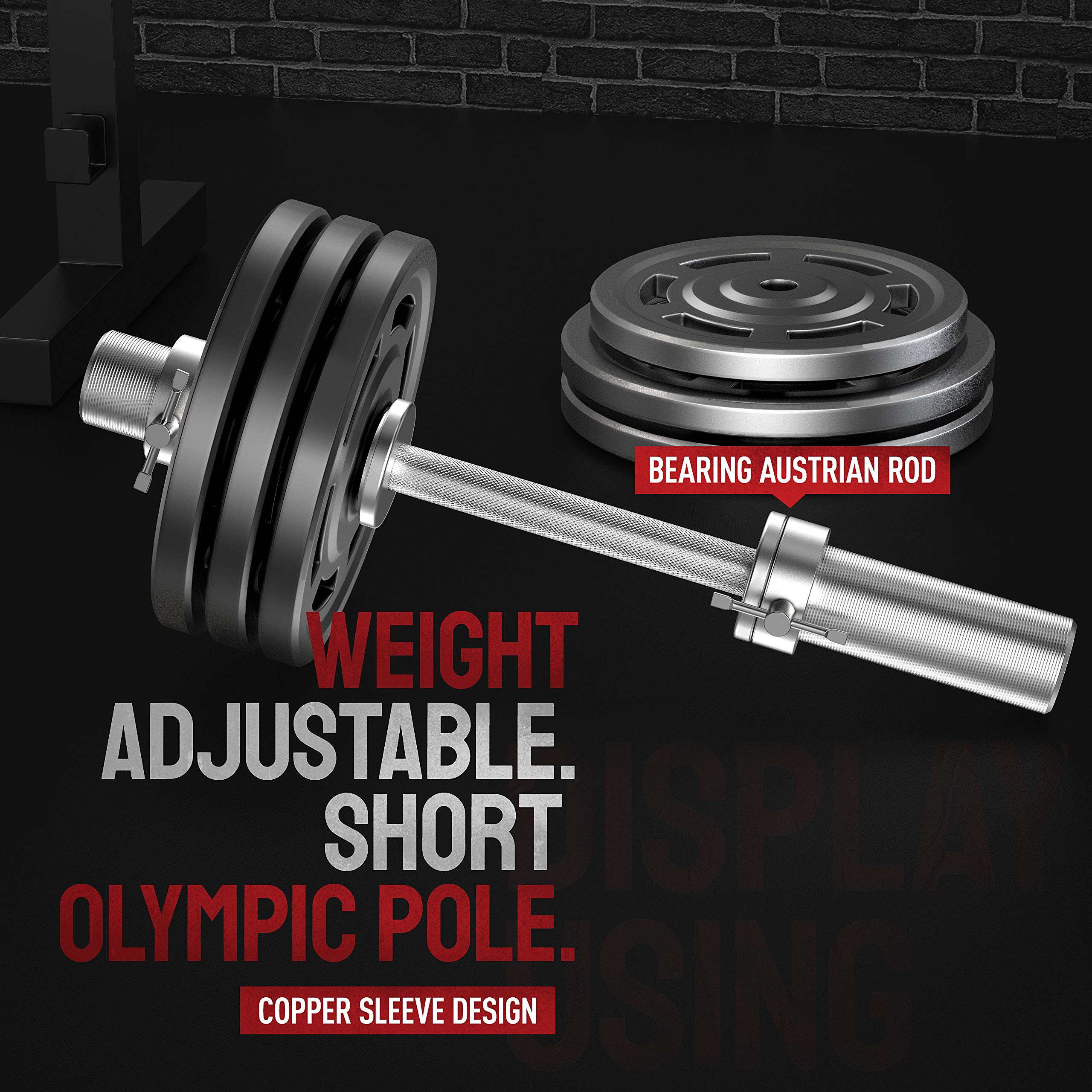 Annzoe Olympic Dumbbell Handles Pair 20" of Dumbbell Handles Weight