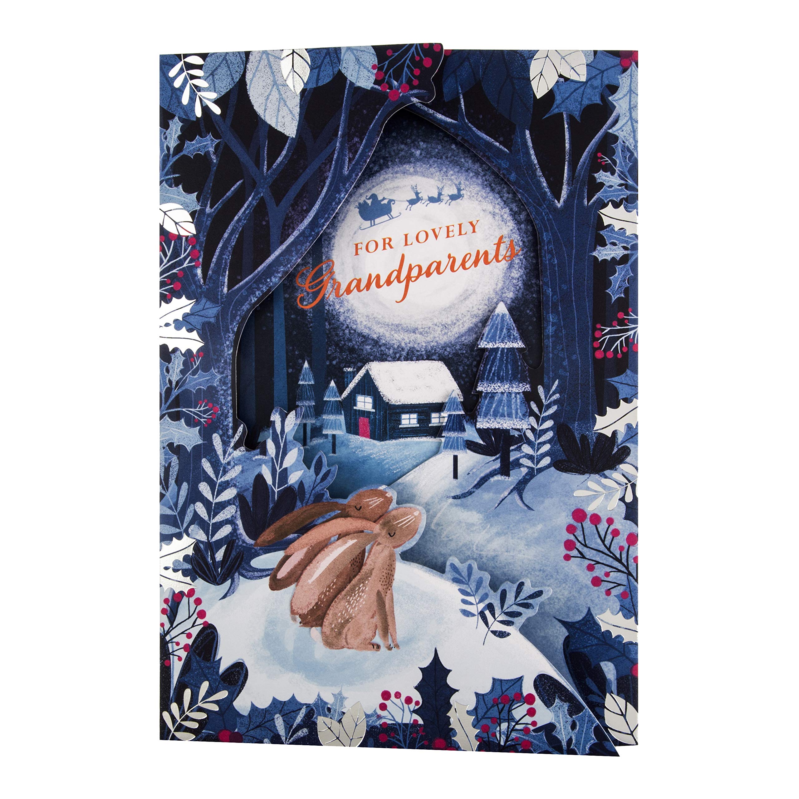 Hallmark Christmas Card for Grandparents - Traditional Rabbit Design