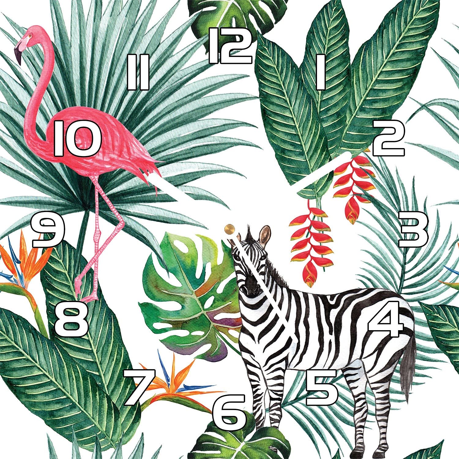 Horloge en verre cuisine et salon moderne Coloray Safarizebra 30x30 cm