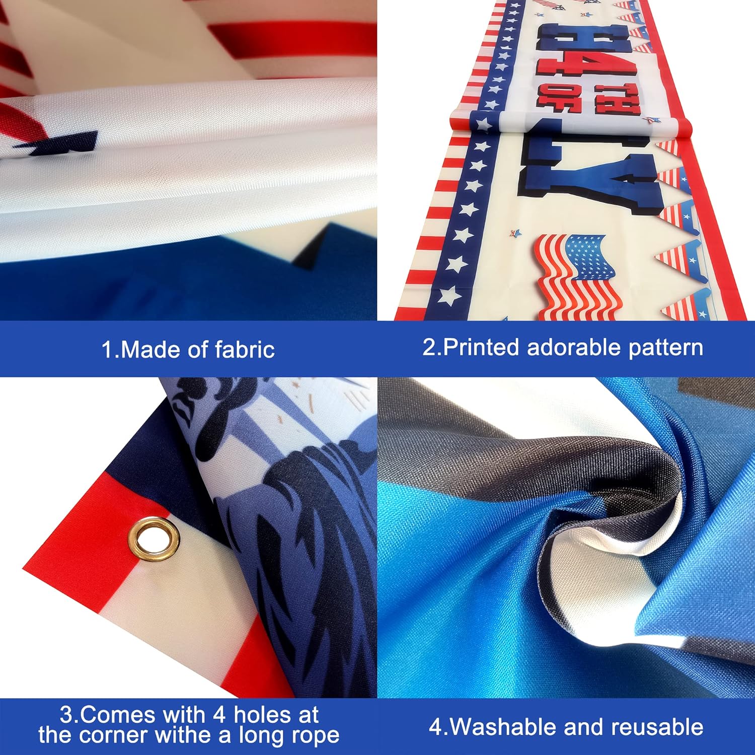 KatchOn, Happy 4th of July Yard Banner - 120x20 Inch | Yard Banner for 4th of July Decorations, Patriotic Decorations | Memorial Day Decorations and Independence Day Decor