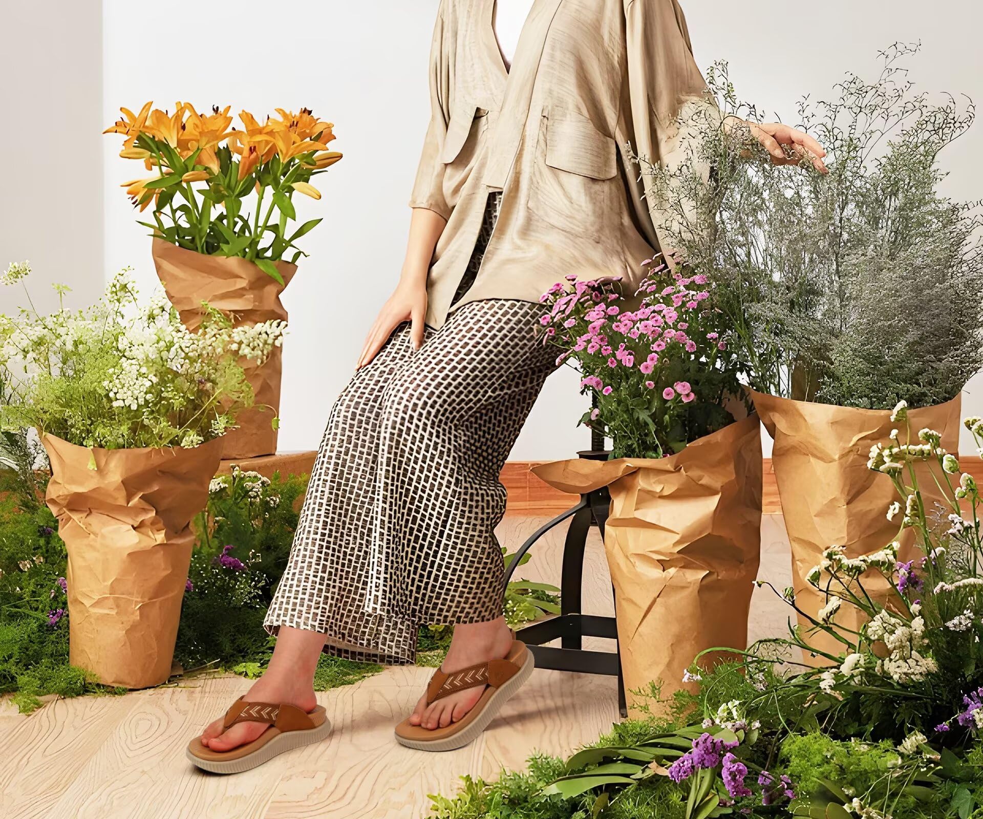 KuaiLu Chanclas OrtopéDicas Mujer Almohadillas Gruesas RecuperacióN Tela Sandalias Verano Slip On Esterilla Yoga Deporte Senderismo CóModas Fascitis Plantar Soporte Arco Playa