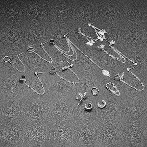 イヤリング Chain Cuff Earring in Silver Coated Brass Chain Cuff Ear Jacket - Silver - Jewels & Aces