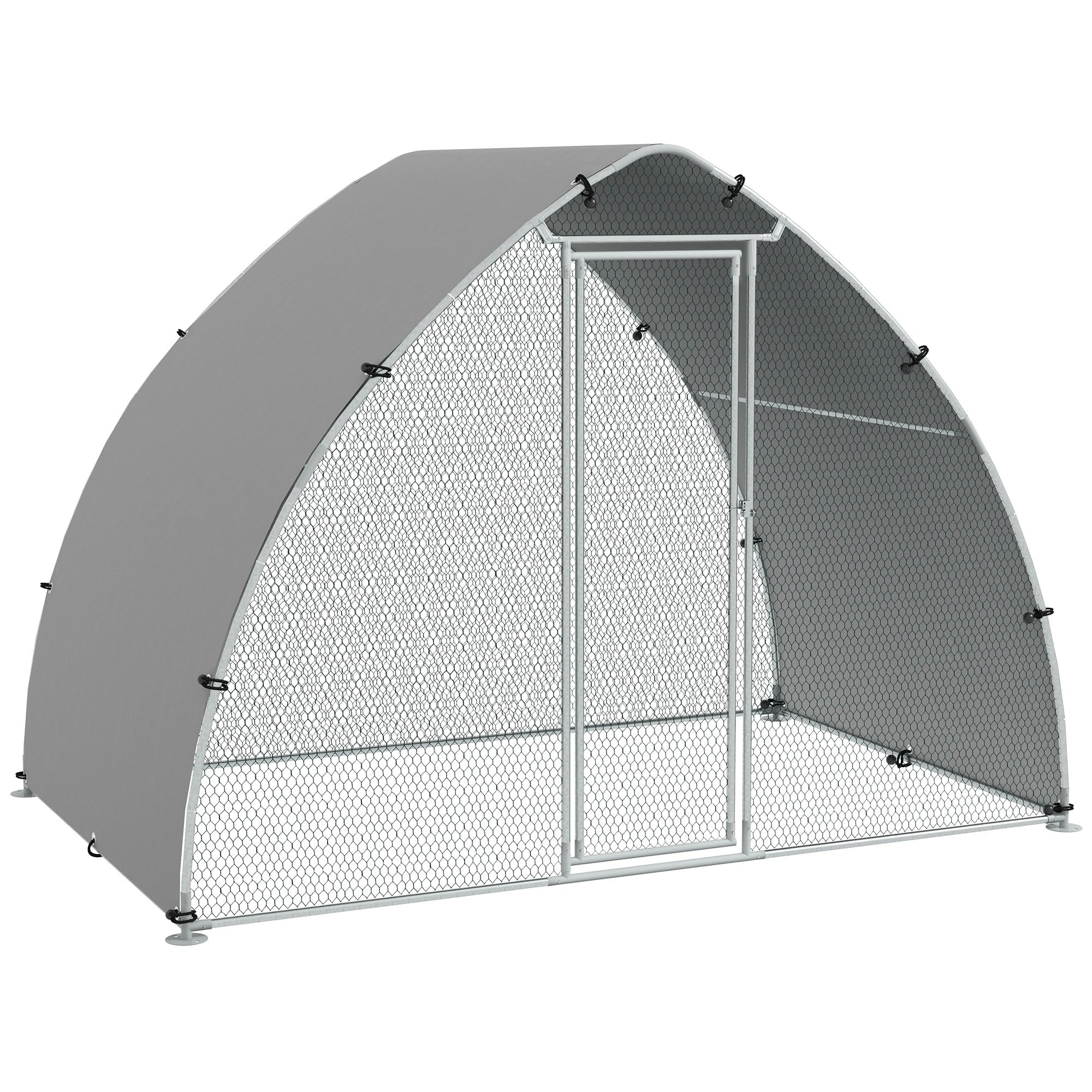 PawHut Grand enclos poulailler 5,75m² Toit Anti-UV Acier galvanisé