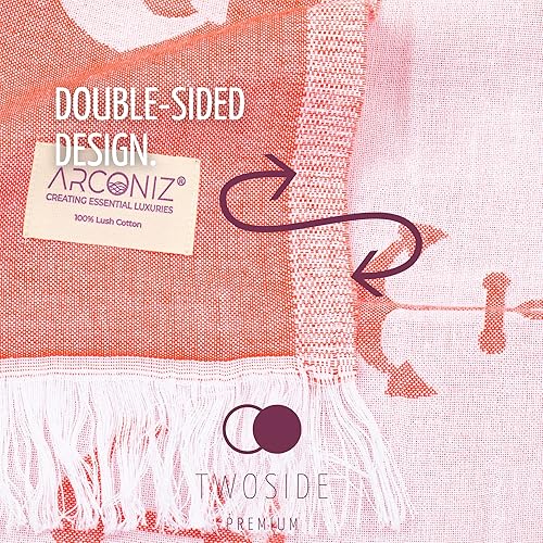 Miniatura 4 de Toalla de playa turca de doble cara, 100 % algodón de fibra larga, suave, absorbente, de secado rápido, sin arena, prelavada, toallas para playa,