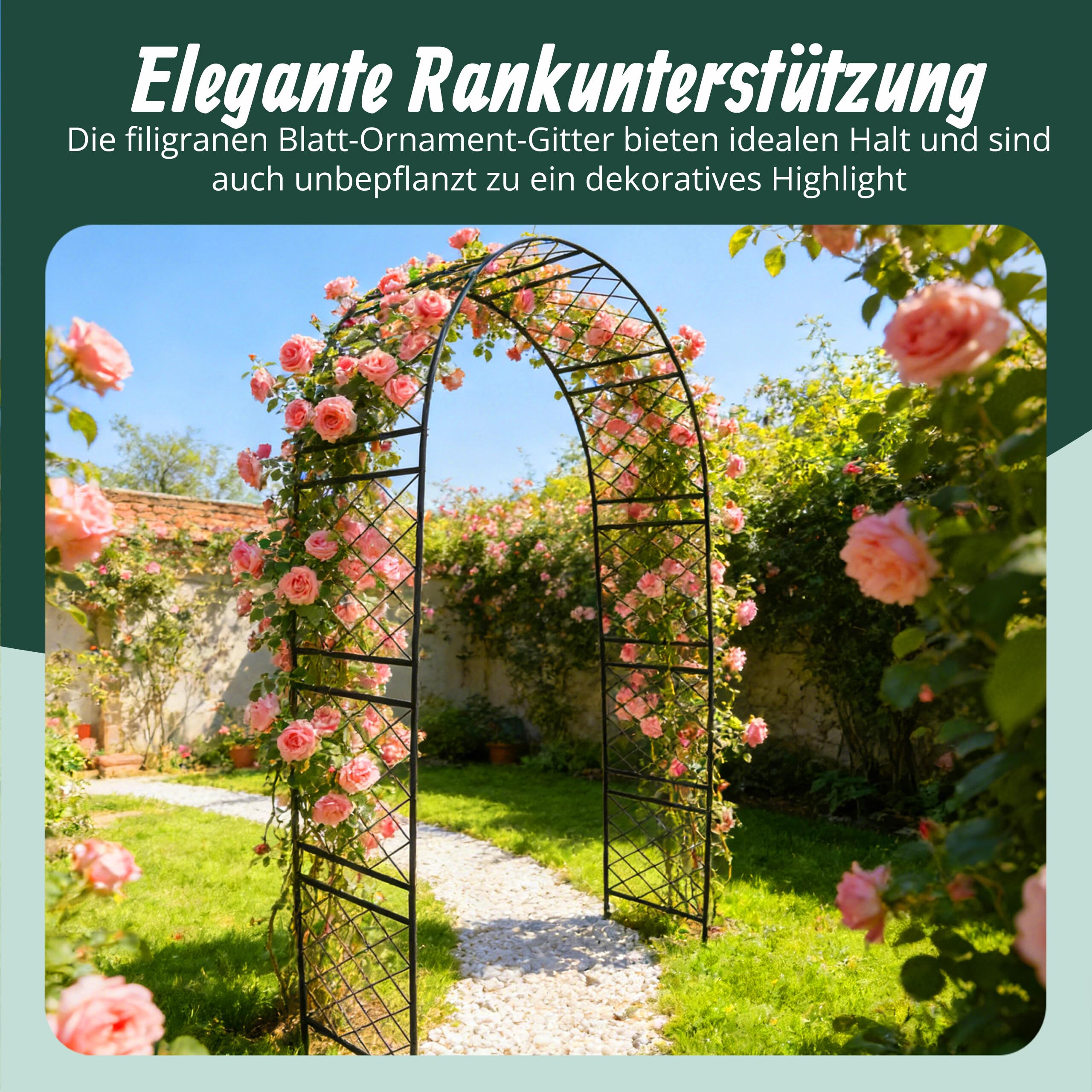 Relaxdays Rosenbogen Metall, Torbogen Garten, schwarz