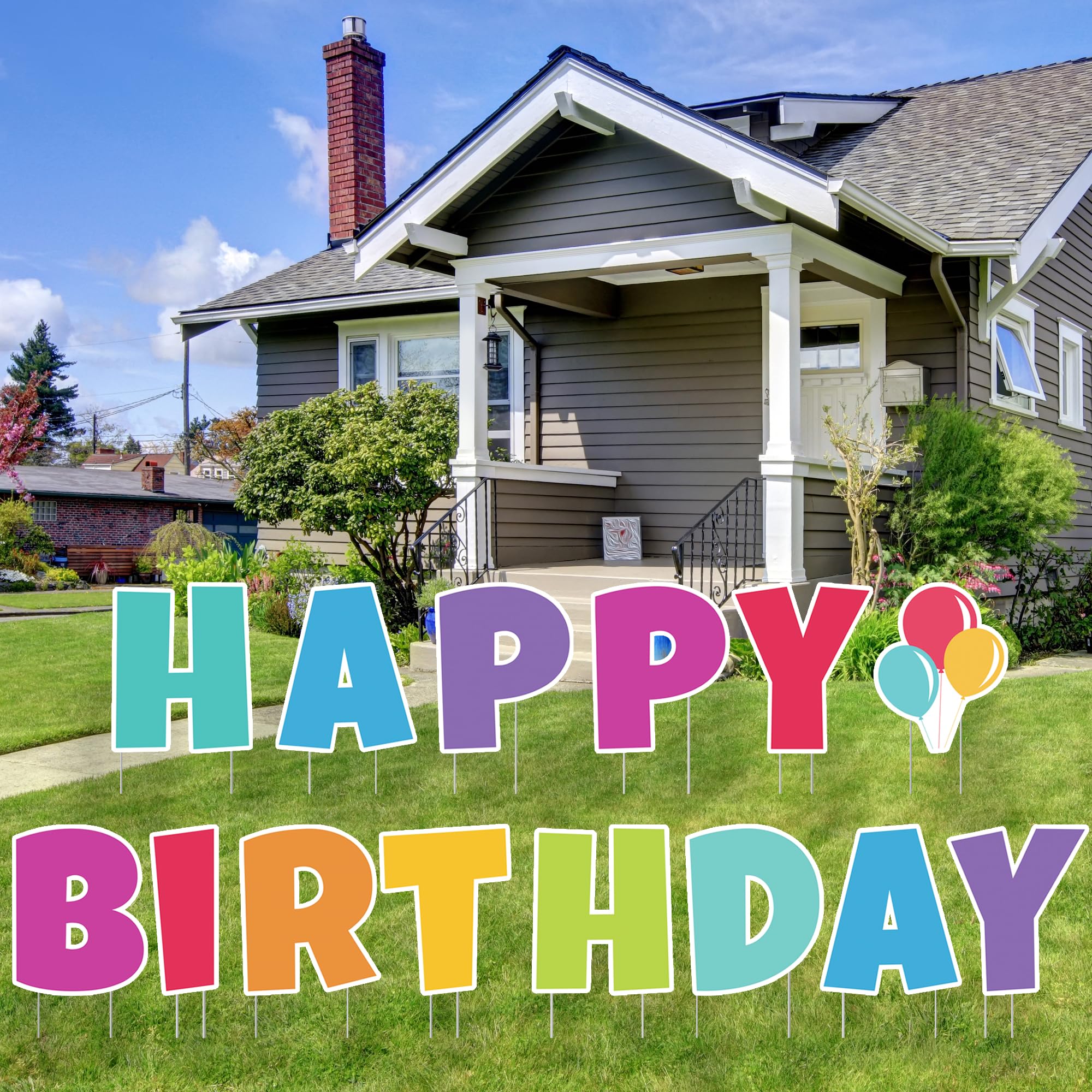 14 Pcs Happy Birthday Yard Sign - Happy Birthday Yard Sign with Stakes - Waterproof Happy Birthday Sign for Birthday Decorations - Birthday Yard Signs for Outdoor Lawn Yard Birthday Party Decorations