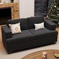 Vista 26 de Fiona's magic Sofá de Pana de 3 Plazas para Sala de Estar, Sofá Nube Negra de 89", Sofá de Piso de Asiento Profundo para Dormitorio, Cama Seccional