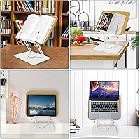 Vista 6 de MNKXL Soporte de libro para lectura, soporte de libro con base giratoria de 360 para leer manos libres, soporte de libro de cocina, soporte de base