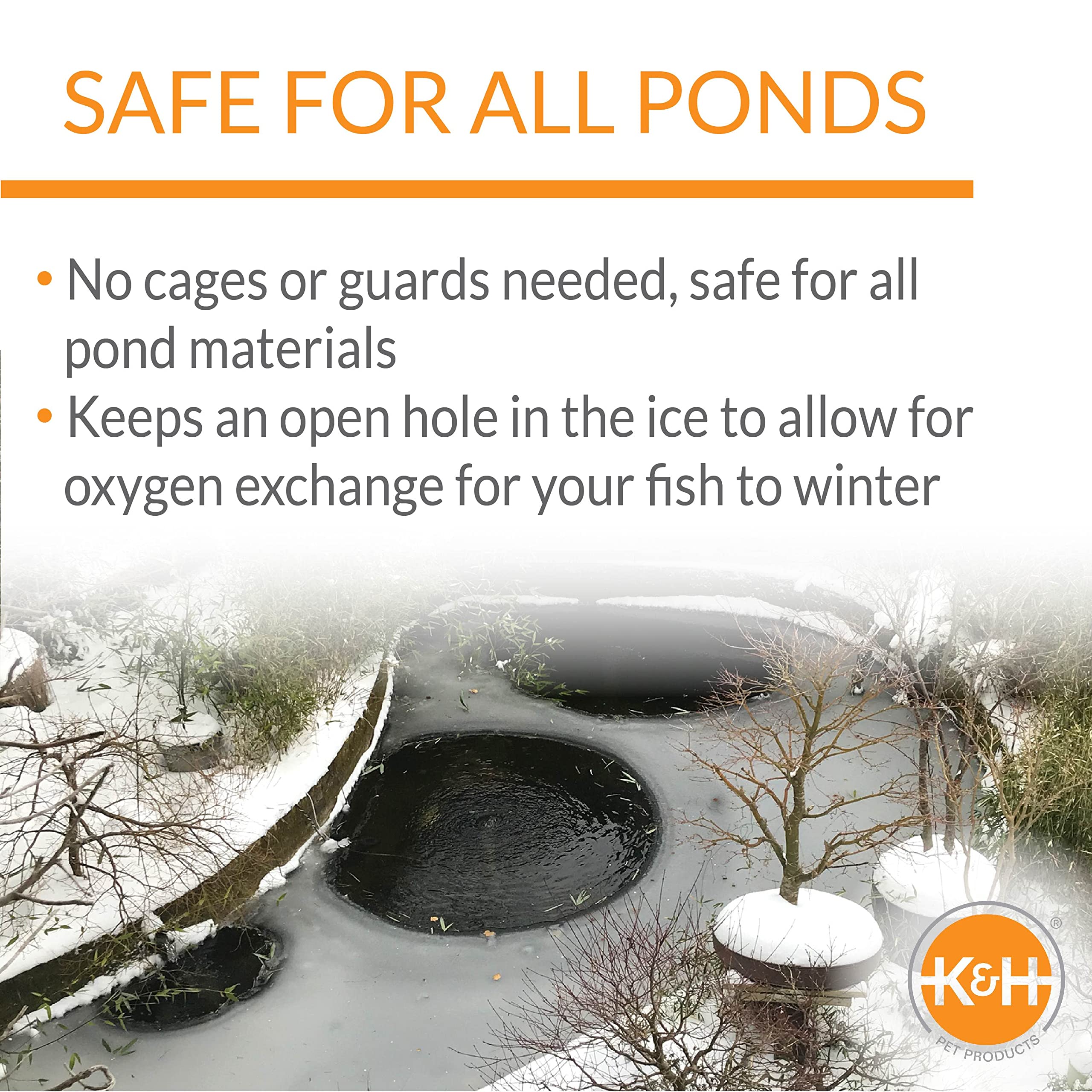 K&H Pet Products Thermo-Pond Climate - Descongelador Sumergible para Estanque Gris, 8 x 8 Pulgadas, 300 W, 1 Unidad (Paquete de 1)