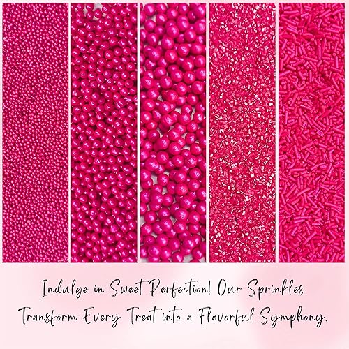 Miniatura 6 de Gránulos de Confect para decoración de pasteles y cupcakes, paquete surtido de 5 gránulos de color rosa carmesí de San Valentín, mezcla de grageas,