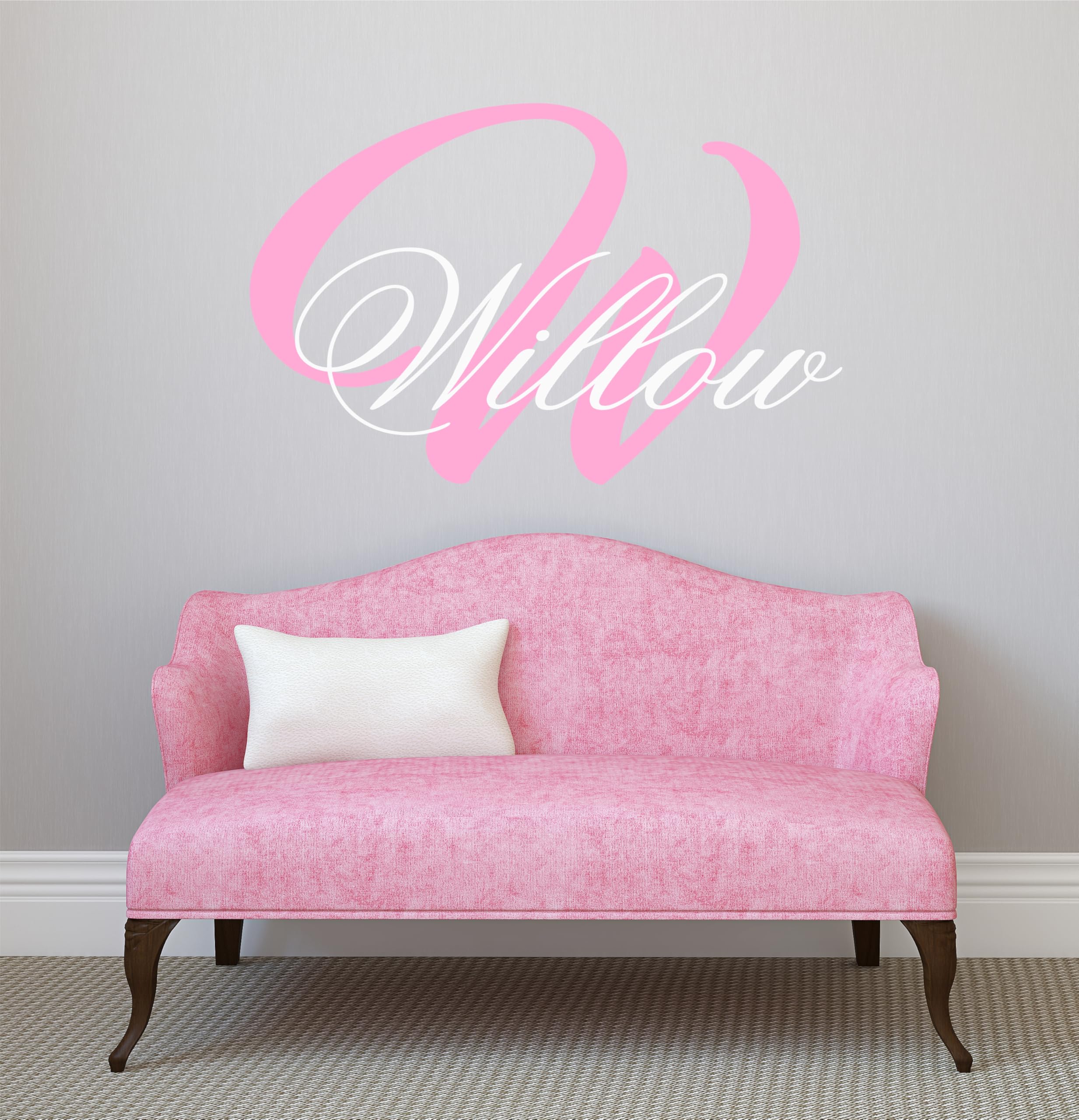 Decor Designs Decals Personalized Custom Girls Name Vinyl Wall Art Decal Sticker, Simple Application Easily Removable Nursery Bedroom Decor (Multiple