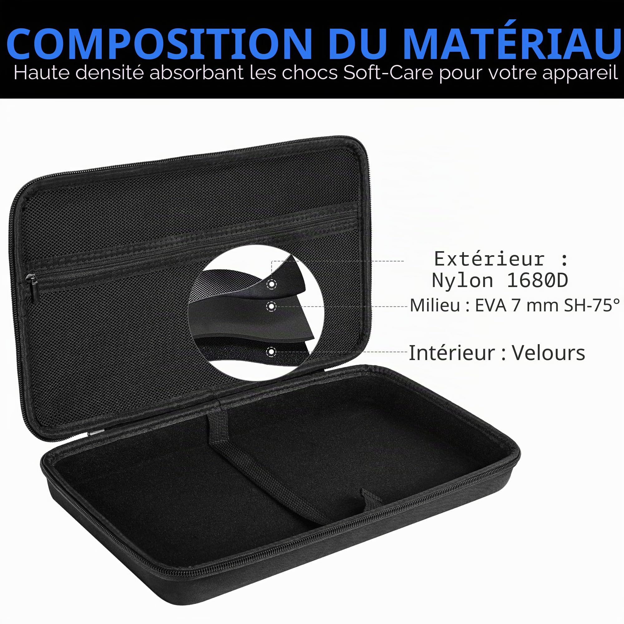 Musiin Étui pour manette de DJ compatible avec Hercules DJControl Mix Ultra, coque de protection rigide avec double fermeture éclair, poche en maille et poignée confortable pour DJ Live Show et voyage
