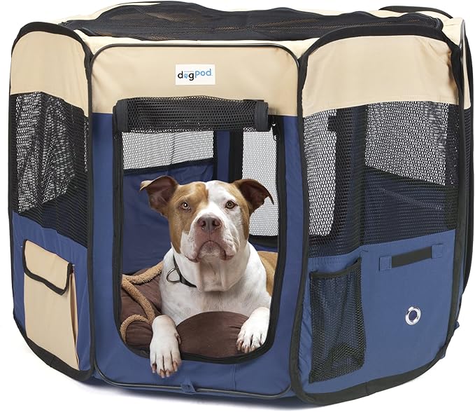 The ALL NEW Dogpod Large 60” Soft Play Pen. The Zippered Base Makes It the Safest