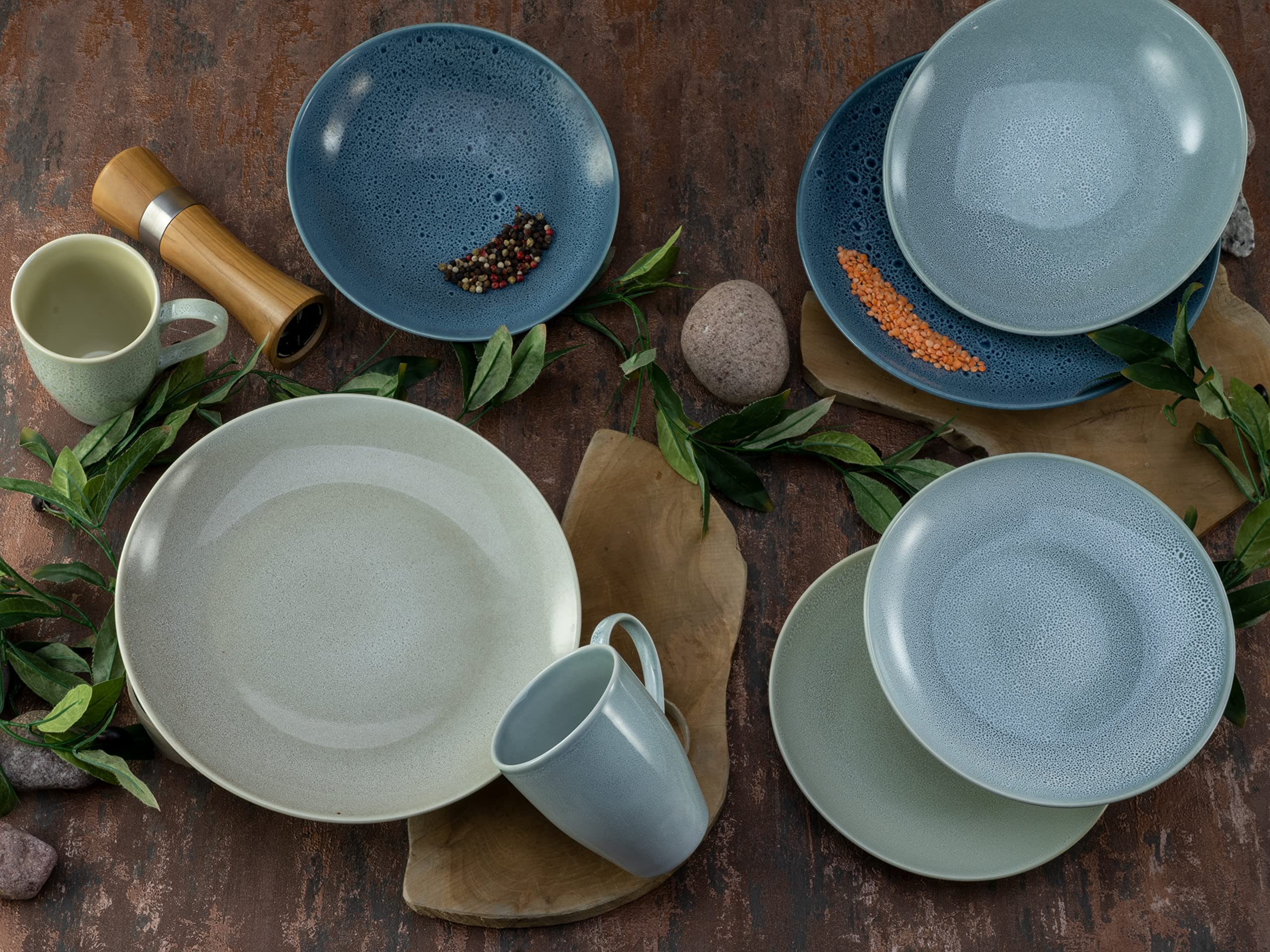 CreaTable, 23844, seria Reactive Aqua, zestaw naczyń, serwis kombi 16-częściowy