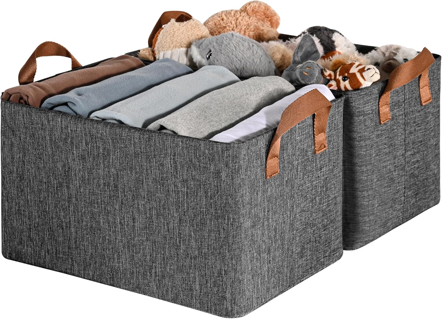 GRANNY SAYS - Canastas de almacenamiento para armario, paquete de 2 unidades, cajas organizadoras grandes, color gris oscuro