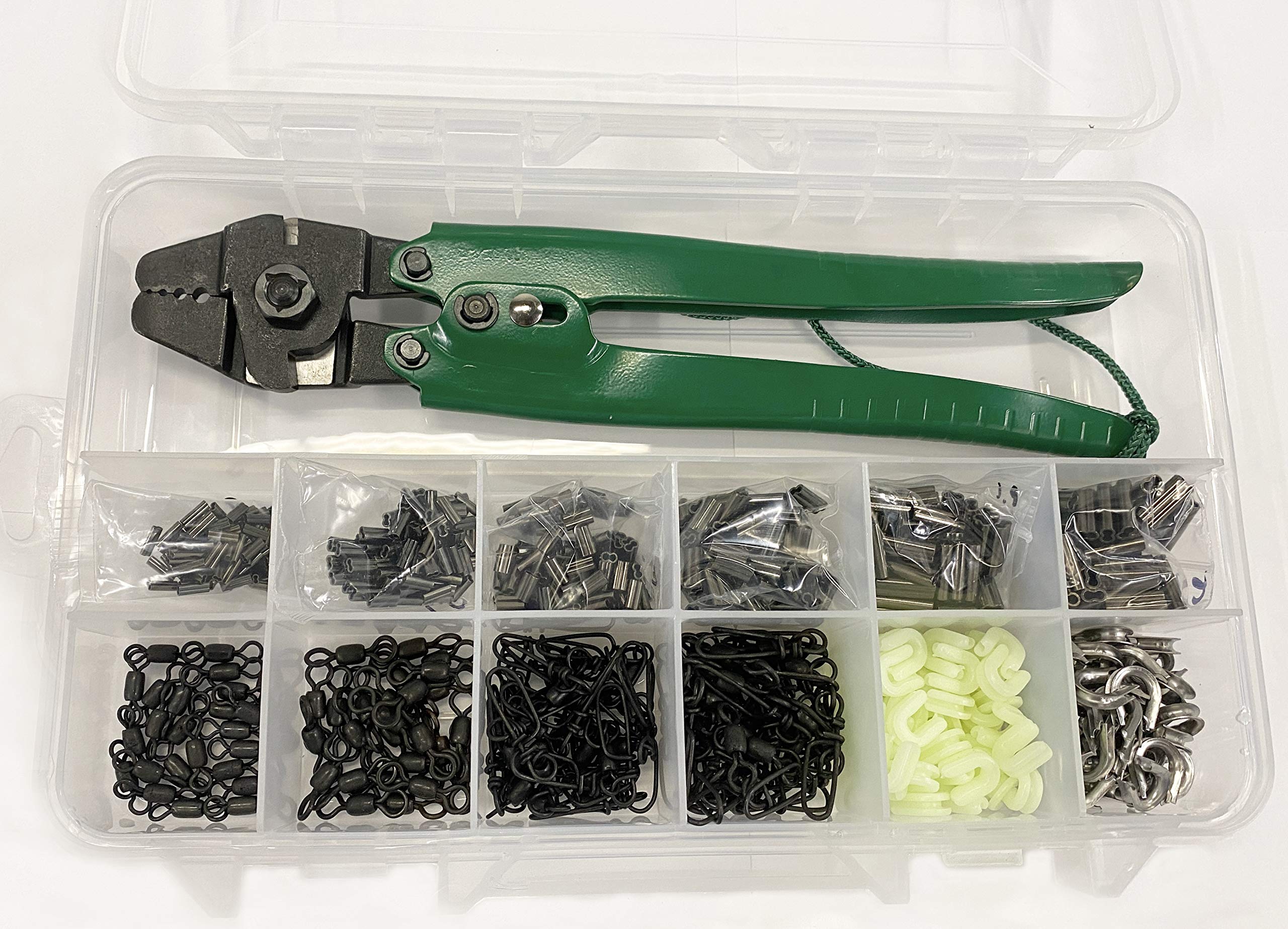 Premium Rigging Kit Crimper,Copper Crimps,Swivels, Snaps,Thimbles