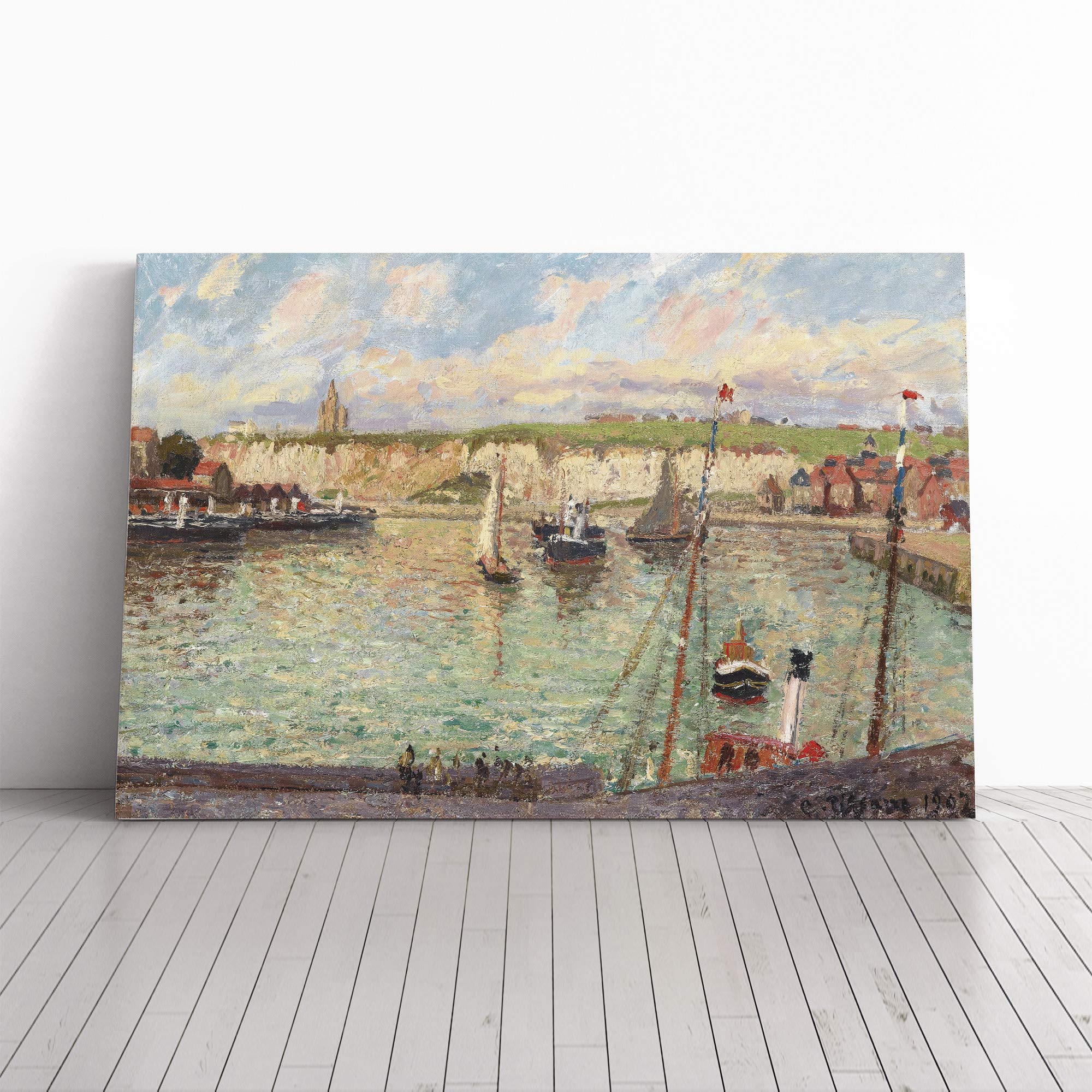 Camille Pissaro Port Canvas Print | Gallery Wrapped 30mm Frame Wall Art | 30x20 inches | Ready to Hang | Modern Picture | Living Room Bedroom Lounge Office