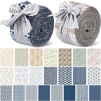 Tatuo 80 Pcs Floral Jelly Fabric Strips 2.55 Roll Quilting Fabric Bulk Precut Flower Cotton Bundles Strips Patchwork Roll for Sewing DIY Crafts(Elegant Style)