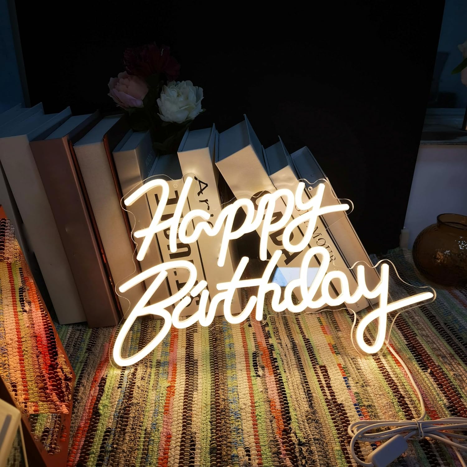 Happy Birthday Neon Sign For Wall Decor LED Neon Light Sign For Birthday Party Decoration Art Wall Lights First Happy Birthday Sign Backdrop Light Up Sign Kids Gift Rainbow Color Led Neon Sign For All Age Birthday Partys Gift(happy birthday)