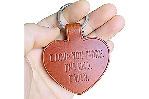 I Love You More The End I Win Heart Leather Keychain