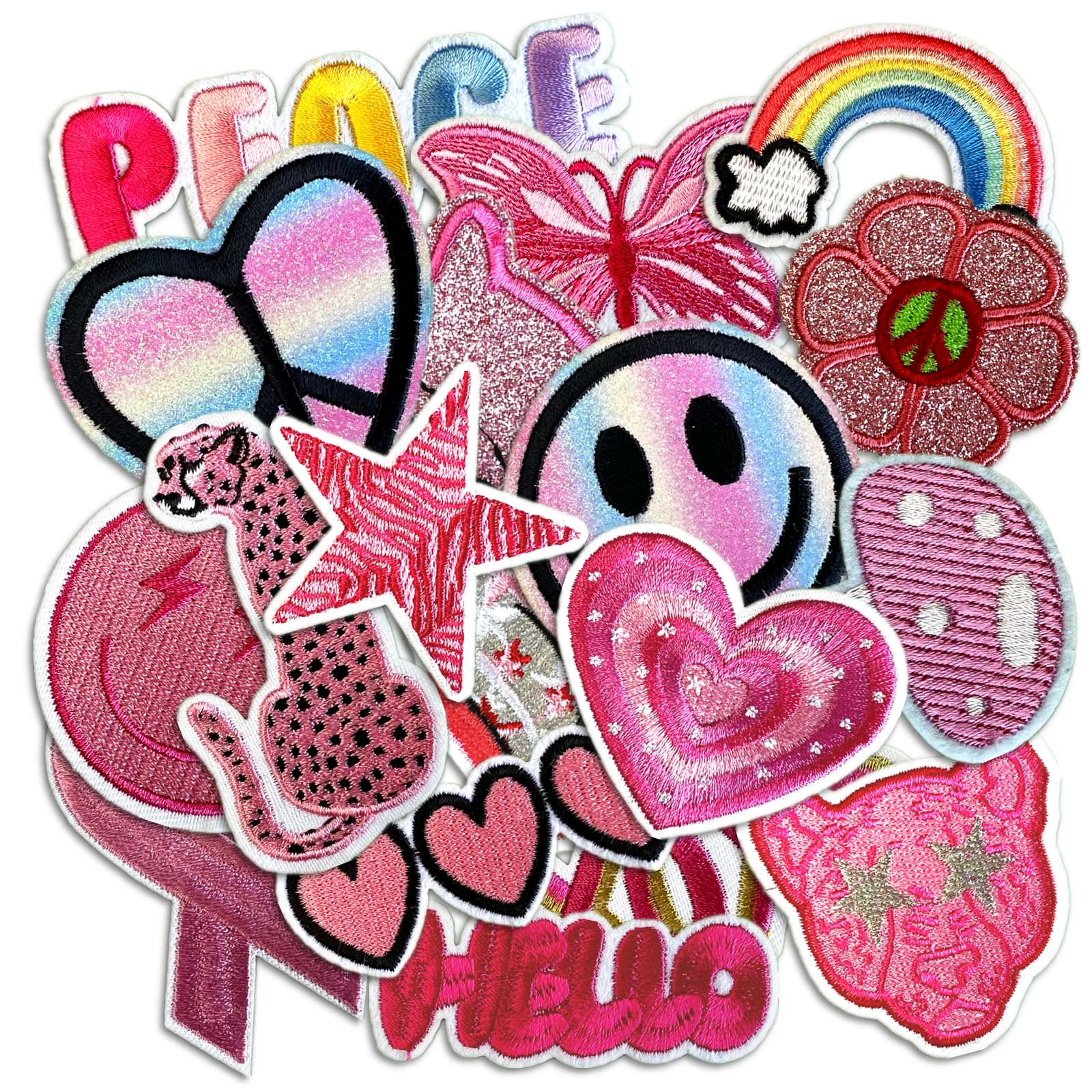 Kawaii Cartoon Aufnäher zum Aufbügeln, niedliche Deko-Aufnäher für Rucksäcke, Stickapplikation, ästhetische Sachen für Kleidung, Jacken, Jeans, Hüte (Cute5, 18 Stück)