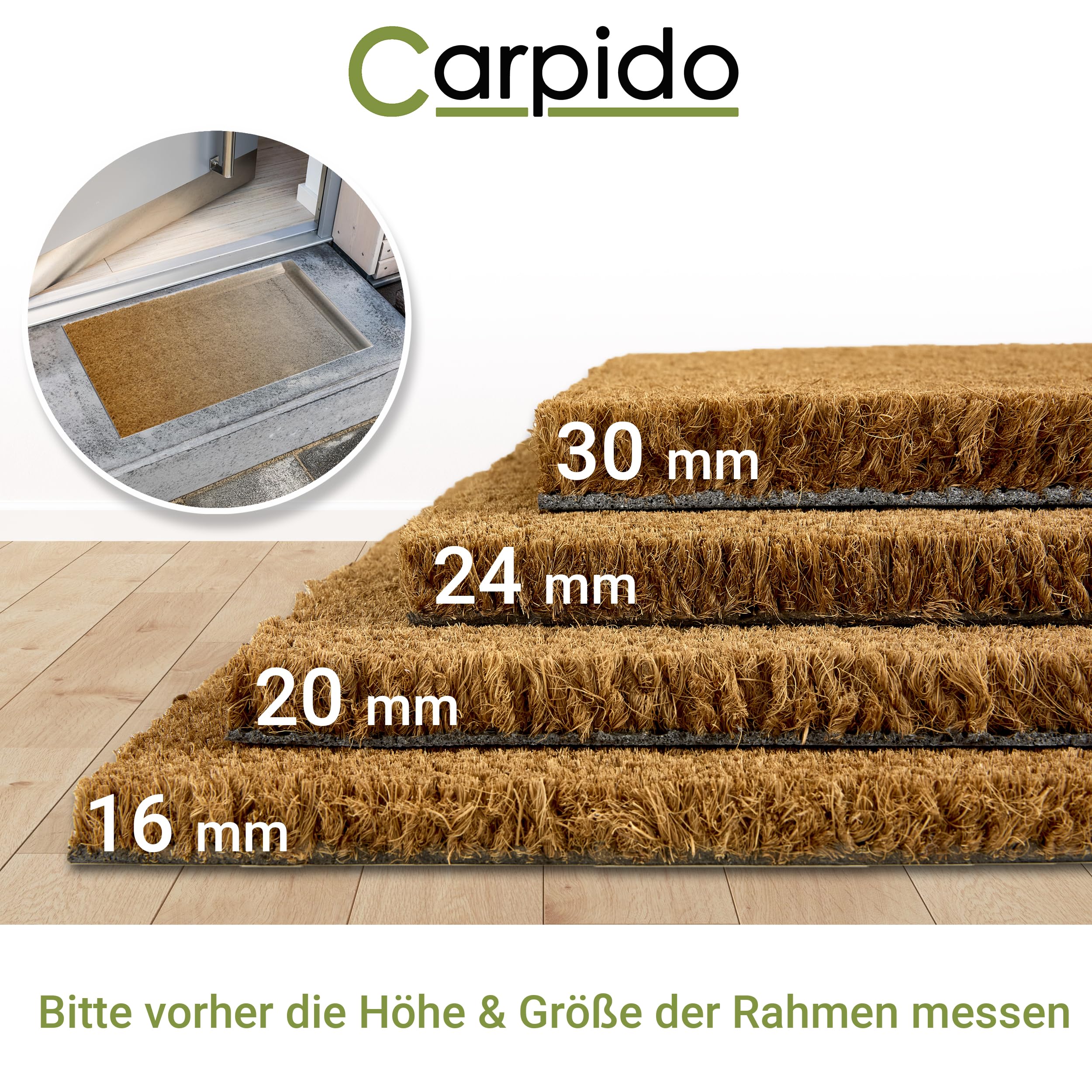Kokosmatte Innen & überdachten Außenbereich 30 mm - 60 x 90cm (Rechteckig) | Rutschfeste Fußmatte langlebig Schuhmatte 100% Kokos Fussmatte natürliches Material Türmatte Eingangsbereich schmutzabweisend