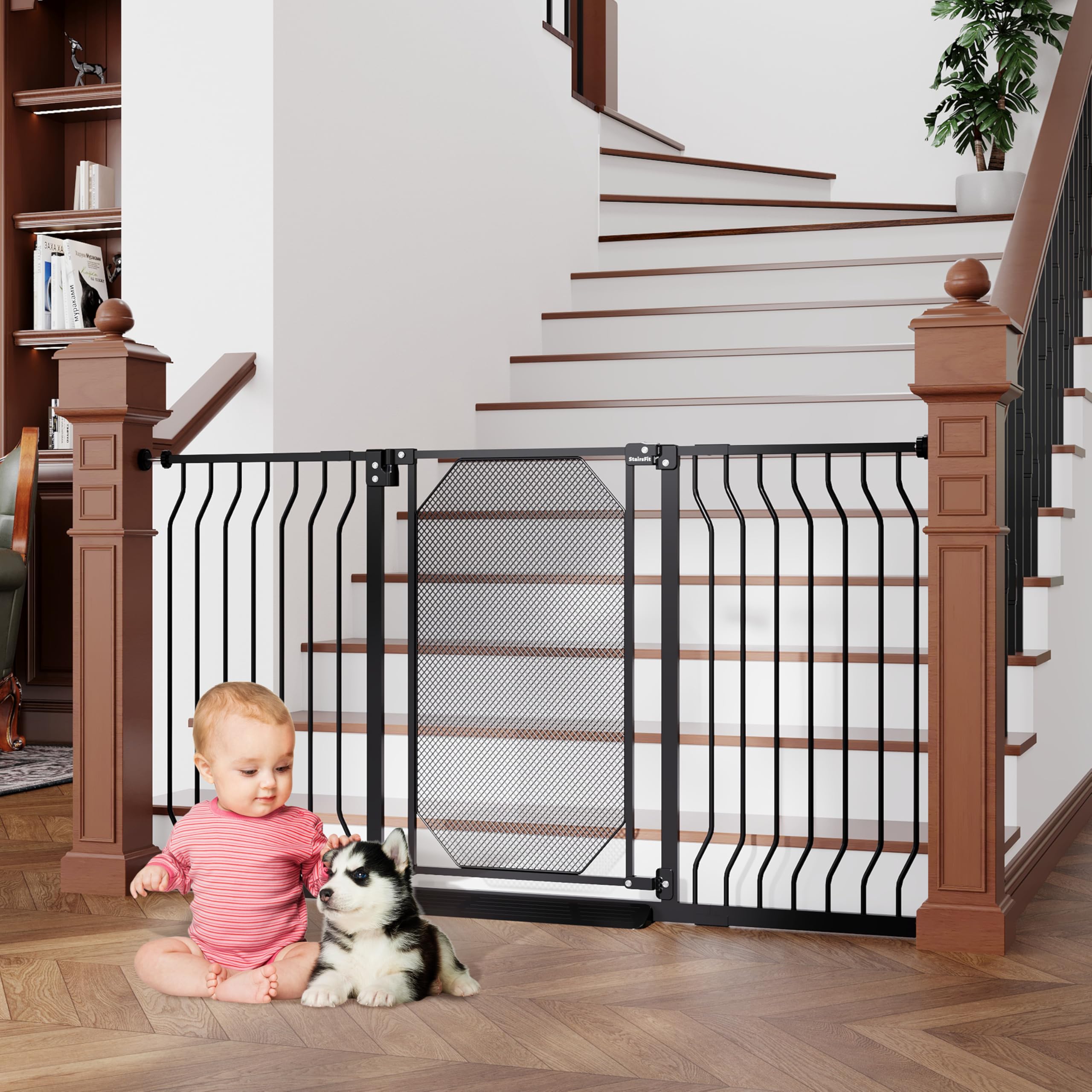 Extra Wide Baby Gate - 29.5-60.5" Metal Gate For Stairs & Hallways, Auto Close, Pressure Mount