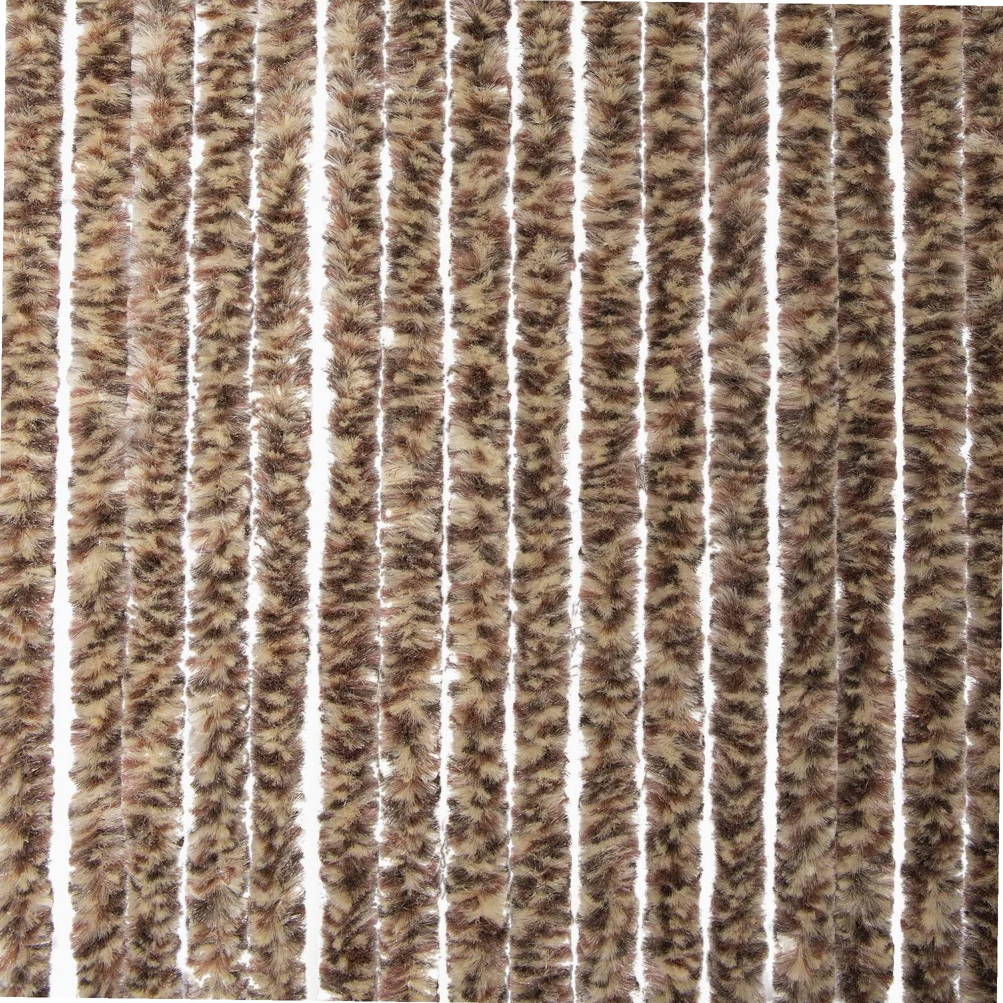 WERKA PRO Rideau Chenille Marron et Beige - 90 x 220 cm - Protection Contre Insectes et Poussière - Tringle Ajustable et Anne