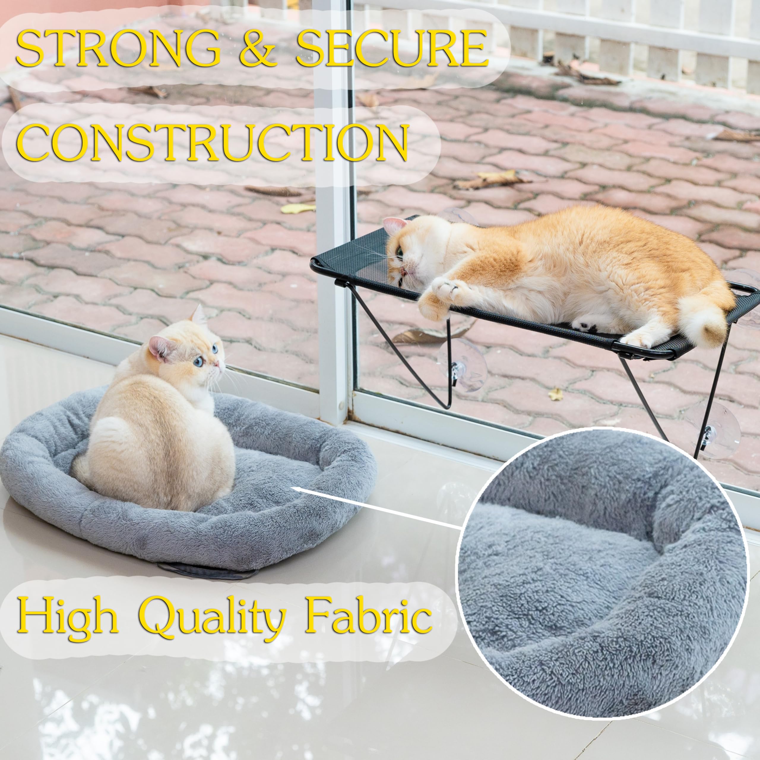 Percha para ventana de gato, hamaca suave para gatos en el interior, ventana de percha para gatos, hamaca para ventana de gato, ventana de cama para gatos, 4 ventosas grandes, cómoda cama con ventana
