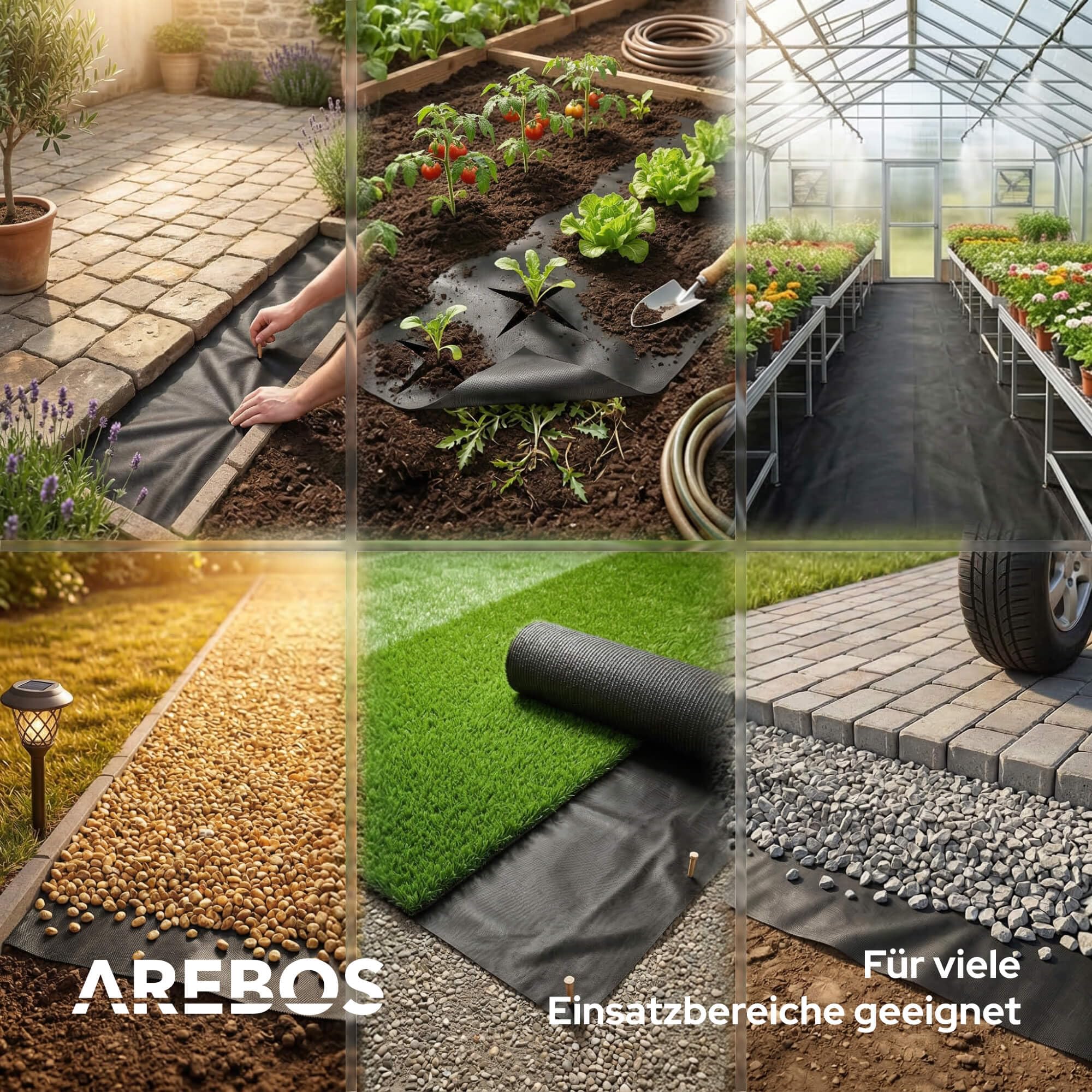 Arebos Unkrautvlies Wasserdurchlässig 150 g/m² | Unkrautfolie & Gartenvlies gegen Unkraut | Unkrautflies Reißfest & UV-stabilisiert | Bodenvlies für Beete, Wege & Kies (1 x 50 m)
