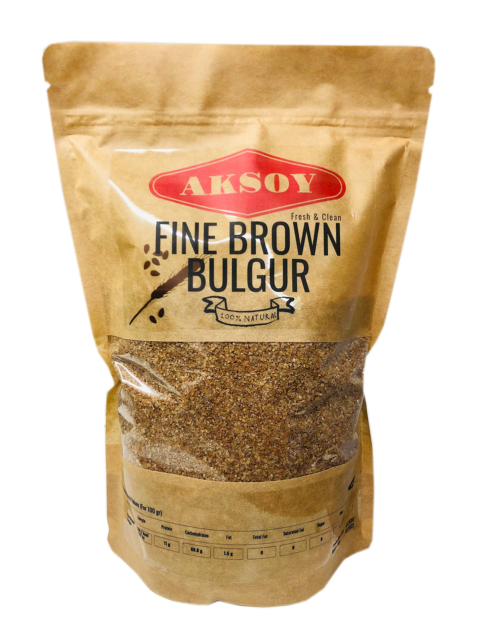 Aksoy Premium Quality Fine Brown Bulgur 1.25KG – Traditional Taste, Naturally Whole Wheat Flavor For Your Kitchen. Perfect For Pilaf, Soups, Salads, Side Dishes, And More. (Packaging may vary)