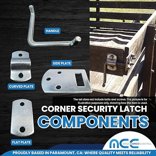 Miniatura 2 de Paquete de 4 puertas laterales de esquina, juego de soportes de pestillos de estaca para remolque utilitario, puertas de cuerpo de estaca,