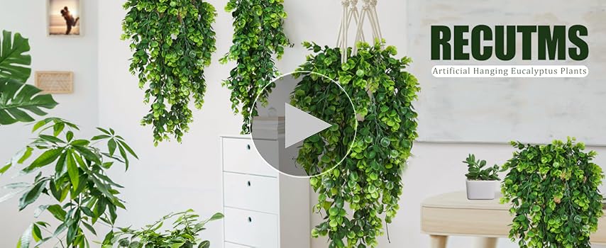 RECUTMS Artificial Hanging Plants 4pcs 33Inch Faux Eucalyptus