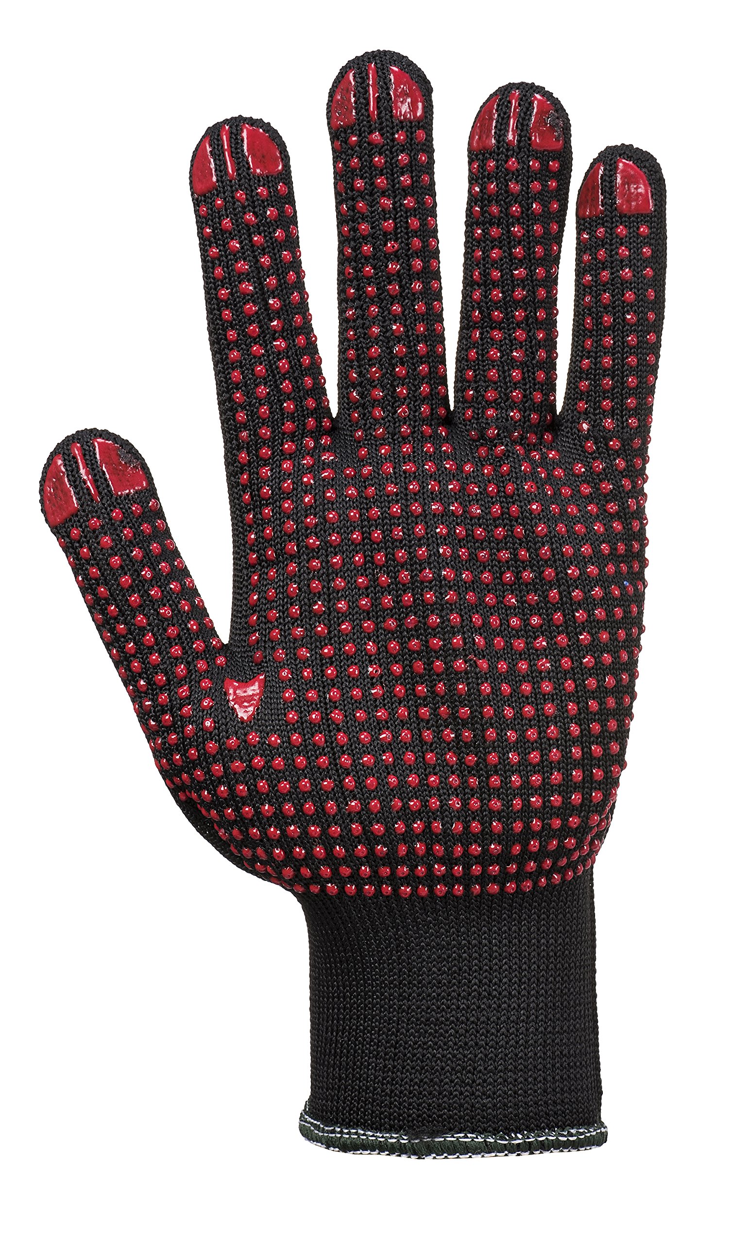 DD PPE DD110 12 x Pairs Nylon Polka Dot Palm Work Wear Garden DIY Grip Gloves (10/XL, Black)