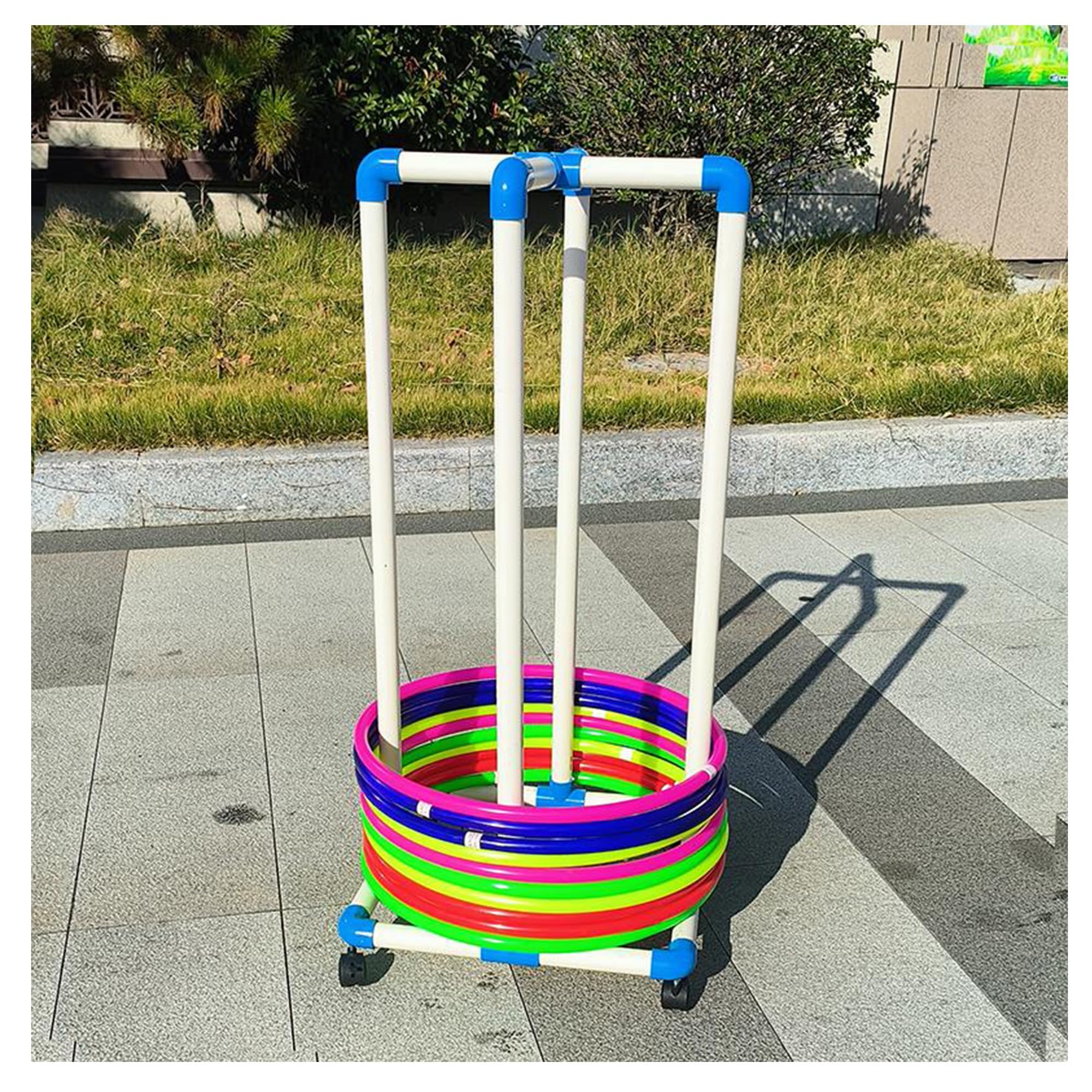 Tragbares Hula Hoop Aufbewahrungsregal mit Rollen für Fitnessstudio und Büro, platzsparender Displaywagen