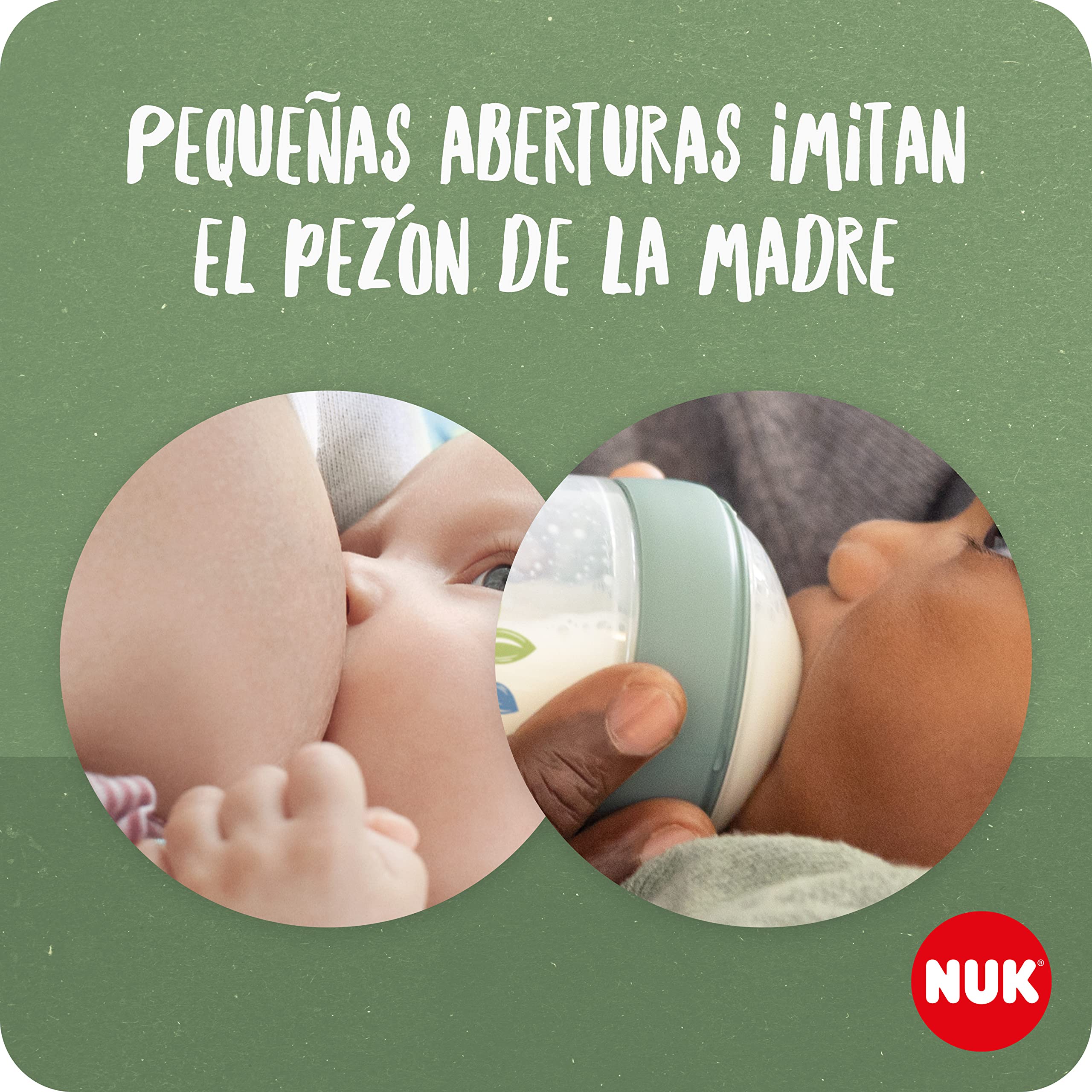NUK for Nature Perfect Start set de biberones | 0-18 meses | Tetina de silicona | 4 biberones anticólicos, 2 chupetes | Materiales sostenibles y sin BPA | 6 unidades