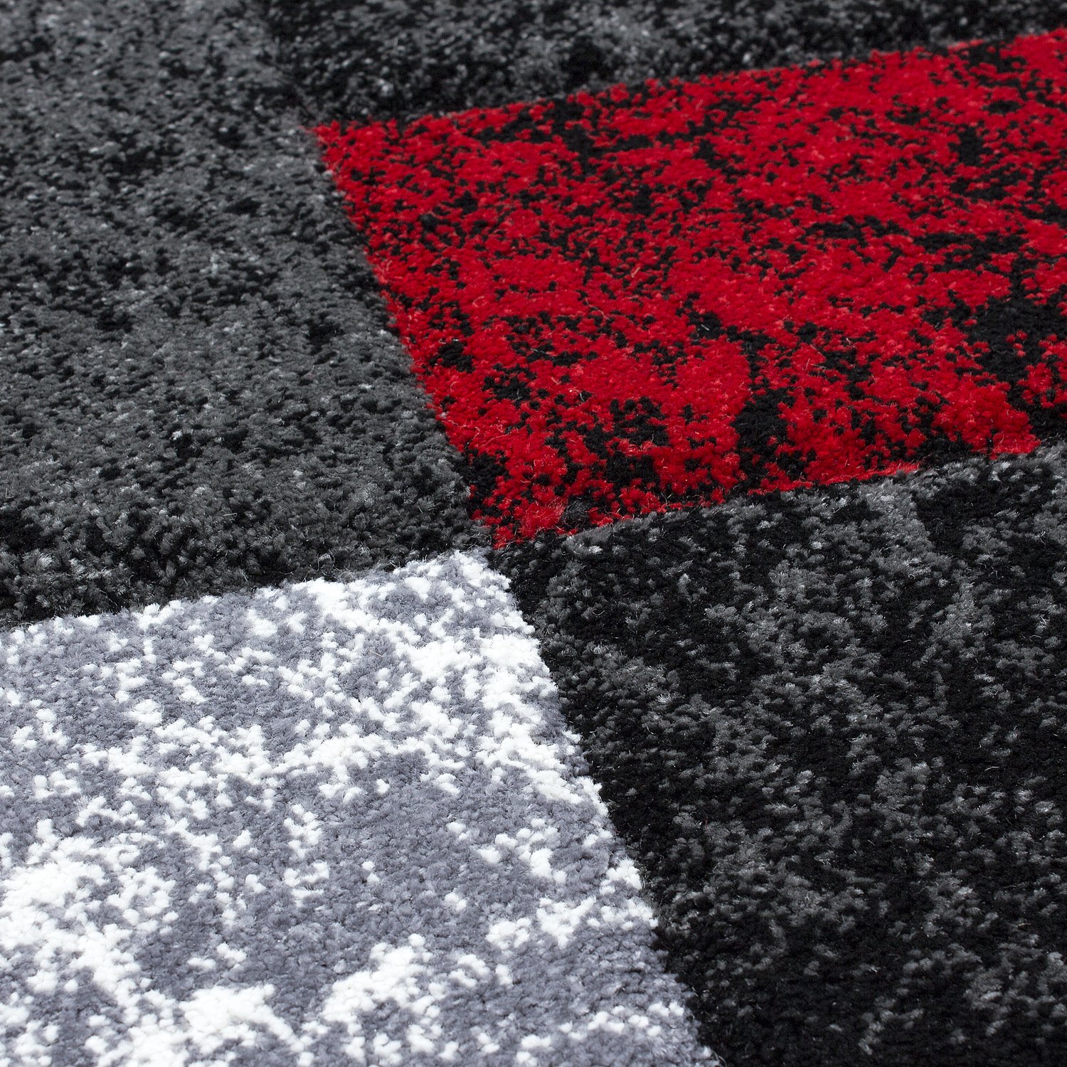 HomebyHome Teppich 120x170 cm Kurzflor Konturenschnitt in Schwarz Grau Blau Kariertes Design, Extra Weich, Waschbar, Pflegeleicht Für Wohnzimmer, Schlafzimmer, Esszimmer