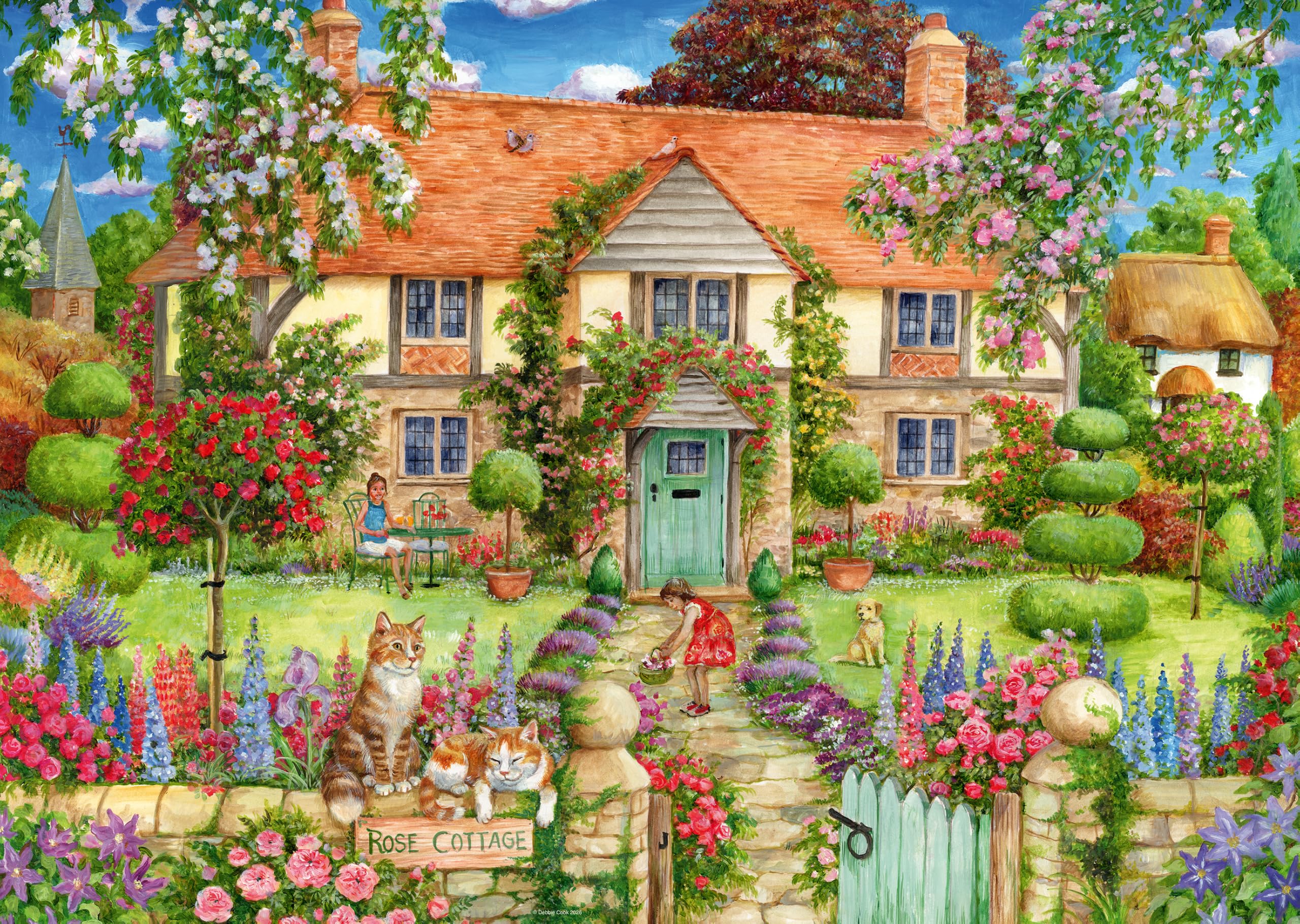Ravensburger Rose Cottage 1000 Piece Jigsaw Puzzle for Adults & Kids Age 12+ – Country Cottage Garden Scene by artist Debbie Cook