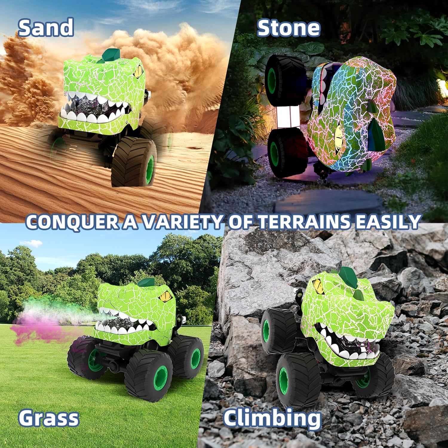 Dinosaur Remote Control Car,2.4hz Rc Monster Truck Toy,Suitable for Boys,with Spray, Light and Sound, All Terrain Remote Control Car,Suitable For3,4,5,6,7-Year-Old Children,Christmas Birthday Gift - Image 2